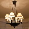 Empire Style Patinated Metal Six-Light Chandelier