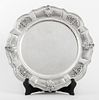 Italian Baroque style sterling silver tray, with shaped edge and rim divided with cartouches with acanthus leaves and bellflowers around the cavetto, 