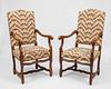 Pair of Italian Baroque Style Fruitwood Armchairs