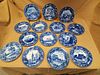 TRAY 14 WEDGEWOOD SOUVENIR PLATES 9-1/4" DIAM MT VERNON, LANDING OF THE PILGRIME, THE WHITE HOUSE BIRTH OF AMERICAN FLAG, SIGNING OF THE DECLARATION O