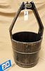 CHINESE WOODEN WATER BUCKET W/COPPER FITTINGS 28"H X 15" DIAM