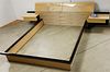 MAURICE VILLENCY MODERN QUEEN SIZE BED W/ PR ATTACHED 1 DRAWER END STANDS 118"W X31"H & 6 DRAWER CHEST 32"H X 82 1/2"W X 19 1/2"D