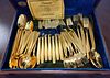 BXD 48 PC GOLD PLATED STAINLESS FLATWARE BY AMER CRAFTSMEN