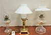 ORIENT EXPRESS BRASS TABLE LAMP 19" AND 2 OIL LAMPS