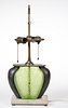 ACID-ETCHED AND SILVERED ART GLASS ELECTRIC LAMP BASE