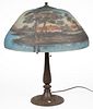 AMERICAN REVERSE-PAINTED ART GLASS ELECTRIC TABLE LAMP