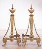 French Style Brass Andirons Pair