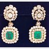 14.67 Ct. GIA Certified Colombian Emerald and Diamond Earrings