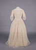 CREAM PATTERNED SILK EVENING DRESS, EARLY 1840s