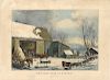 Farm-Yard Winter - Original Large Folio Currier & Ives Lithograph - After G. H. Durrie.