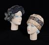 ONE CLOCHE & ONE TURBAN STYLE HAT, LATE 1910s