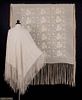 TWO CREAM CANTON SHAWLS, EARLY 20TH C