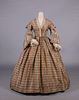 PLAID SILK DAY DRESS, MID 1850s