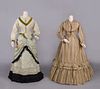 TWO SILK TAFFETA DAY DRESSES, LATE 1860- EARLY 1870s