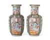 A pair of Chinese Rose Medallion porcelain vases