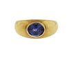 18K Gold Blue Stone Band Ring