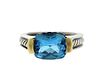 David Yurman Sterling Silver 18K Gold Blue Topaz Ring