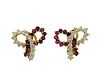 18K Gold Ruby Diamond Bow Earrings