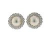 Large Platinum 6.50ctw Diamond Pearl Earrings