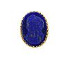 Large 14K Gold Carved Lapis Cameo Ring