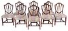 Assembled set of Eight Baltimore Federal Shield Back Mahogany Chairs