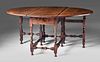 Very Fine and Rare William and Mary Maple Gateleg Dining Table in Early Surface