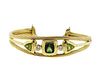 David Yurman 18K Gold Diamond Green Gemstones Cuff Bracelet