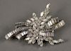 Platinum and diamond brooch/pendant set with marquis and baguette diamonds approximately 4ct. total weight.