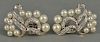 14K white gold clip on earrings, free form design, each set with twelve pearls and thirty-six diamonds. 
total weight 14.3 gr
