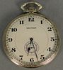 Waltham 18K white gold pocket watch, open face with filigree works marked Riverside.