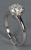 Platinum ring set with center diamond, H color, 1.2cts.