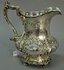 Gorham sterling silver repousse pitcher with handle and overall foliate and flower design. 
ht. 10in. 
32.9 t oz.