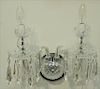 Pair of Waterford crystal Avoca double arm wall sconces with prisms.  ht. 9in., wd. 13in.