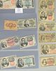 Fourteen piece lot including twelve pieces fractional currency, five cent postage currency, and ten dollar bank note Niagara 