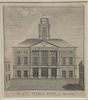 Rare copper engravings  View of the Federal Edifice in New York  From Columbian Magazine Philadelphia 1789  one is in the Lib