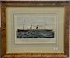 Rare Currier and Ives  hand colored lithograph  The Magnificent Steamship "ST. LOUIS" of the American Line  sight size 11" x 