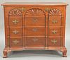 Custom mahogany Chippendale style four drawer chest with triple shell carved blocked front, attributed to Fineberg, Hartford,