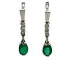Platinum Earrings with Emeralds and Diamonds
