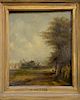 18th/19th Century 
oil on panel 
Town's Edge Landscape 
signed lower right illegibly 
9" x 7 1/4"