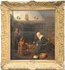 Attributed to Quiringh Gerritsz van Brekelenkam (1622-1668) oil panel Interior Woman Cooking Sotheby's label on reverse 23 1/
