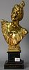 Fortin 
gilt bronze bust
Young Woman 
on black slate Victorian base 
marked on back: Fortin 753 
Foundry mark on back 
total 