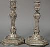 Pair of Christofle silverplated French candlesticks with classical motif. 
ht. 8 1/2in.