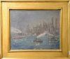 Bonnie Walson (early 20th century) 
oil on canvas 
New York City Night 
looking from Brooklyn Heights 
signed lower right: Bo