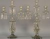 Pair of Anglo Irish crystal candelabra having three lights, each with prisms.
ht. 21 1/2in. 
Provenance: Nadeau's Auction Gal