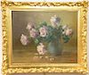 Charles Ethan Porter (1847-1923) oil on canvas still life Purple Roses signed lower left: C.E. Porter relined 16" x 20"