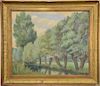 Paul Emile Pissarro (1884-1972) 
oil on canvas 
Pines Along a River Landscape 
signed lower left: Paul Emile Pissarro 1930 
2