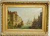 19th Century Venetian Canal Scene  oil on canvas  Gondolas Before Customs House, Venice  signed lower right illegibly  Chas..