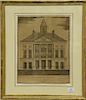 After Amos Doolittle (1754-1832)  engraving  "Federal Hall the Seat of Congress Printed and Sold"  Seat of George Washington 