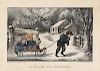 A Ride to School - Original Small Folio Currier & Ives Lithograph