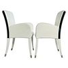 Pair of Elisa Armchairs embossed in White Leather by Fendi